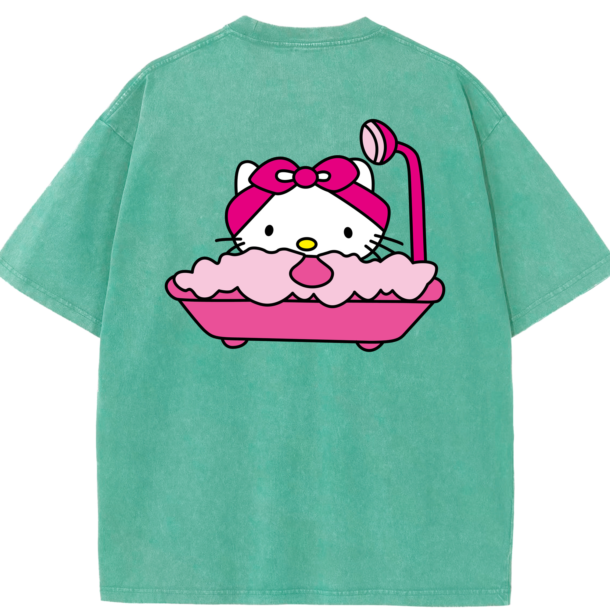 （画像用） Hello Kitty ハローキティ 綿100% ヴィンテージ風 半袖Tシャツ（背面プリント）